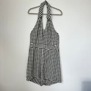 torrid Black and White Gingham Halter Romper